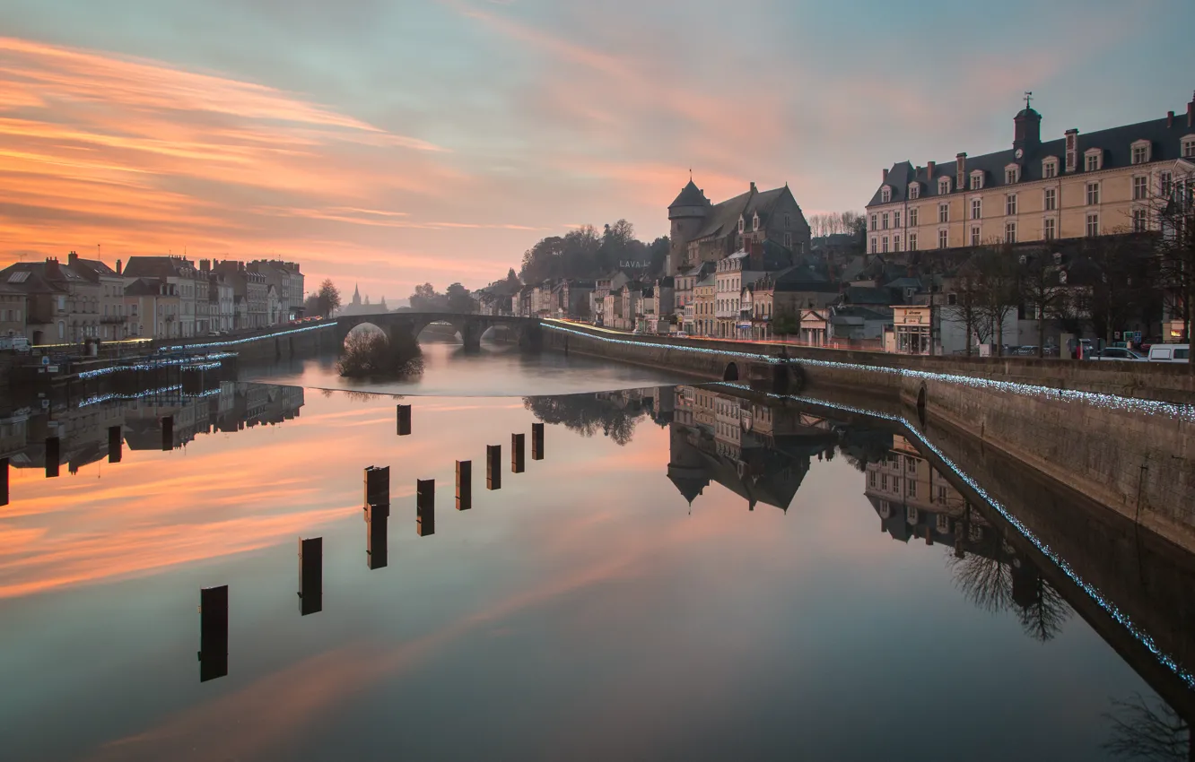 Photo wallpaper river, France, Mayenne