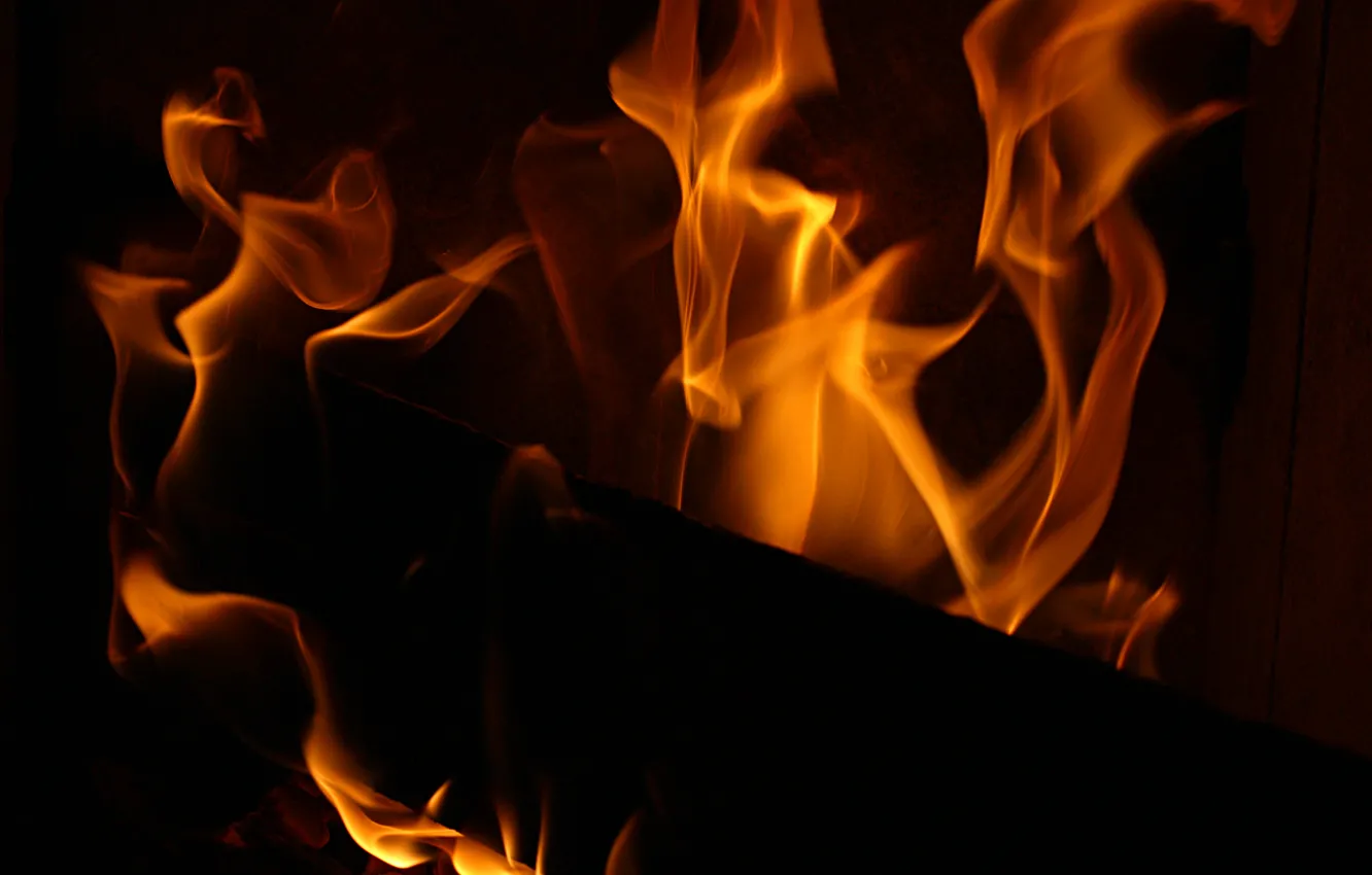 Photo wallpaper fire, flame, the fire, log