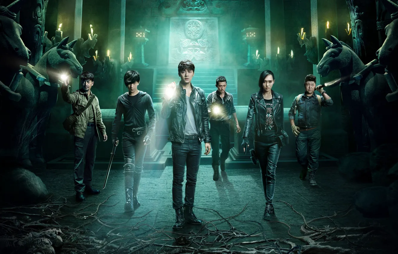 Photo wallpaper sake, sword, gun, pistol, weapon, woman, cat, camera