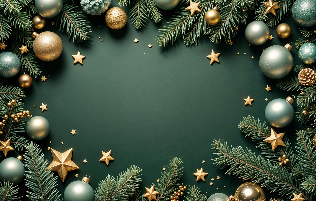 Photo wallpaper decoration, background, balls, new year, Christmas, golden, Christmas, balls