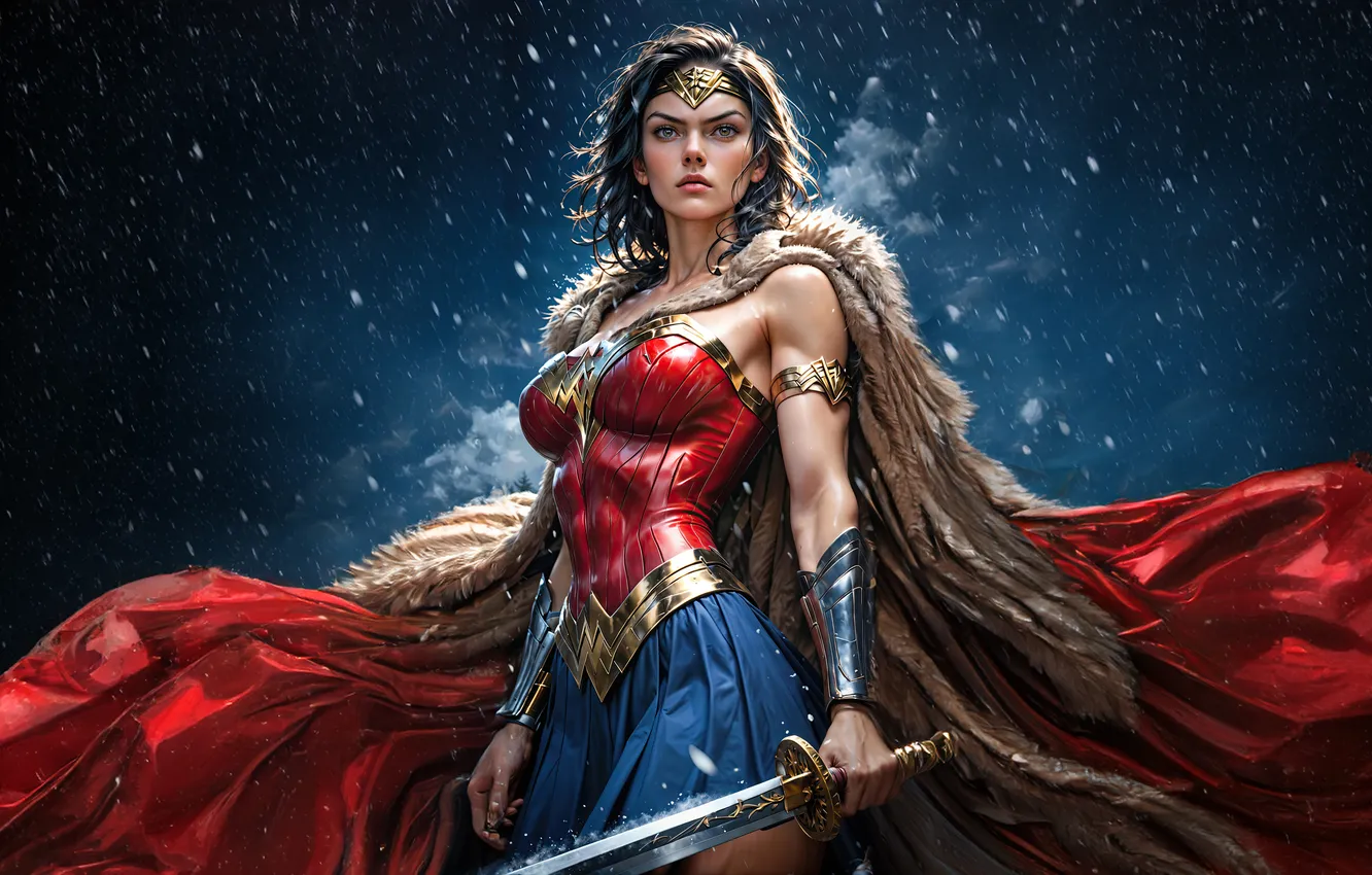 Photo wallpaper woman, Wonder, bravery