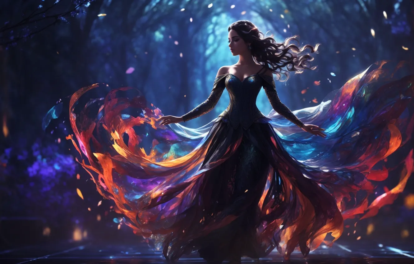 Photo wallpaper red, girl, hot, fantasy art, mysterious, AI Art