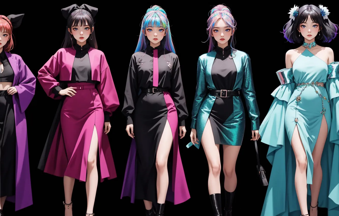 Photo wallpaper girl, style, group, Asian