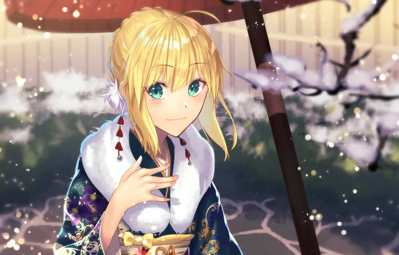 Photo wallpaper look, girl, background, anime, the saber, Artoria Pendragon, Fate stay night, Fate / Stay Night