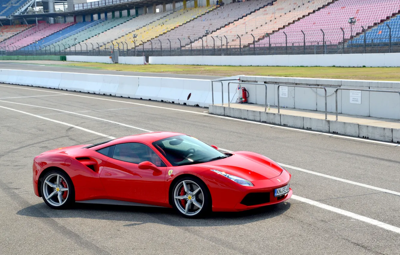 Photo wallpaper Ferrari, Red, GTB, 488