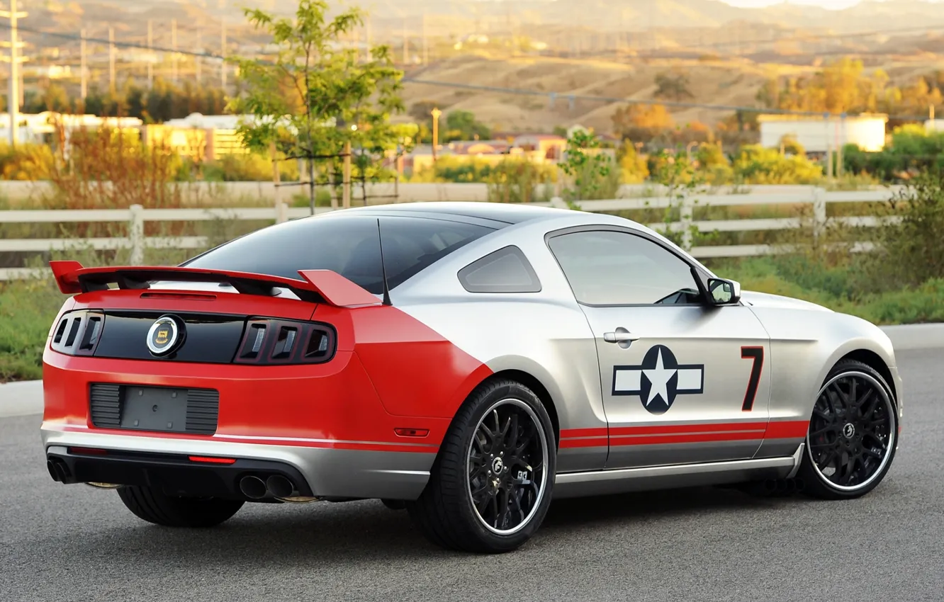 Photo wallpaper grey, background, tuning, coupe, Mustang, Ford, Ford, Mustang