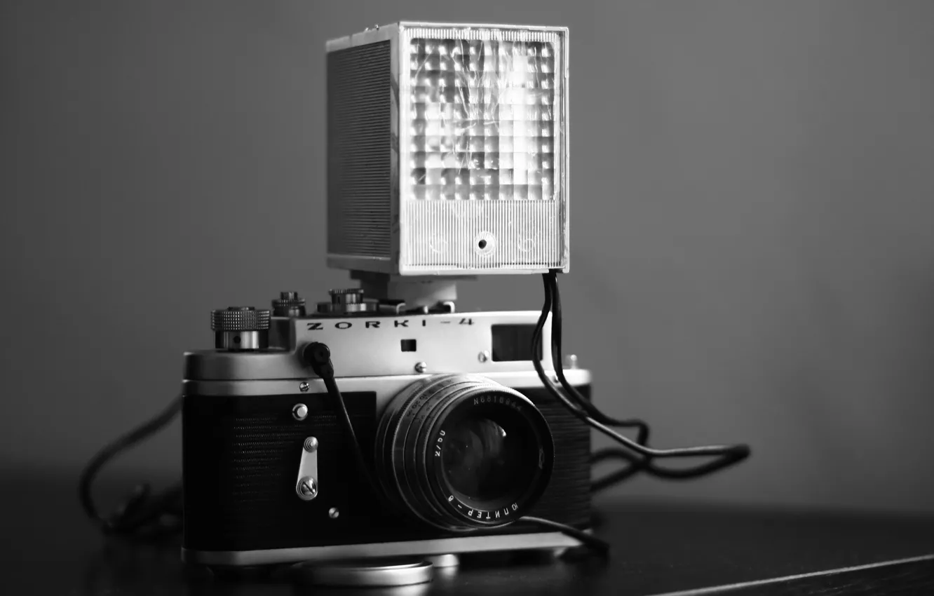 Photo wallpaper macro, background, camera, Zorki 4