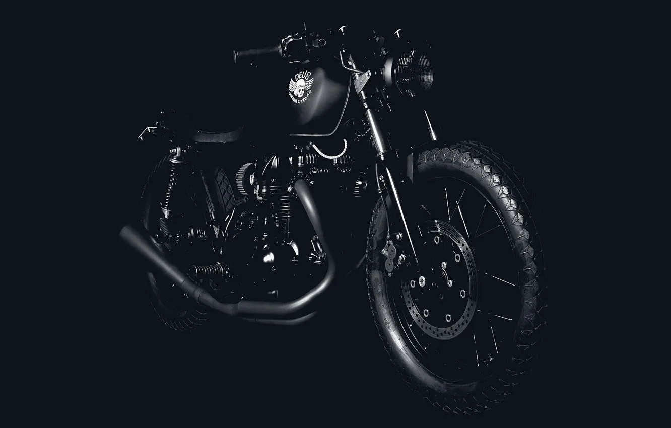Photo wallpaper the dark background, minimalism, motorcycle, custom, custom moto