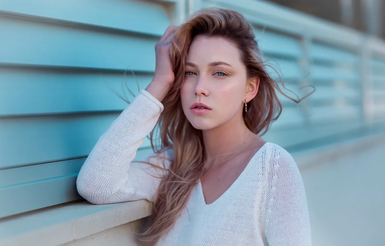 Photo wallpaper girl, long hair, photo, blue eyes, model, lips, face, blonde