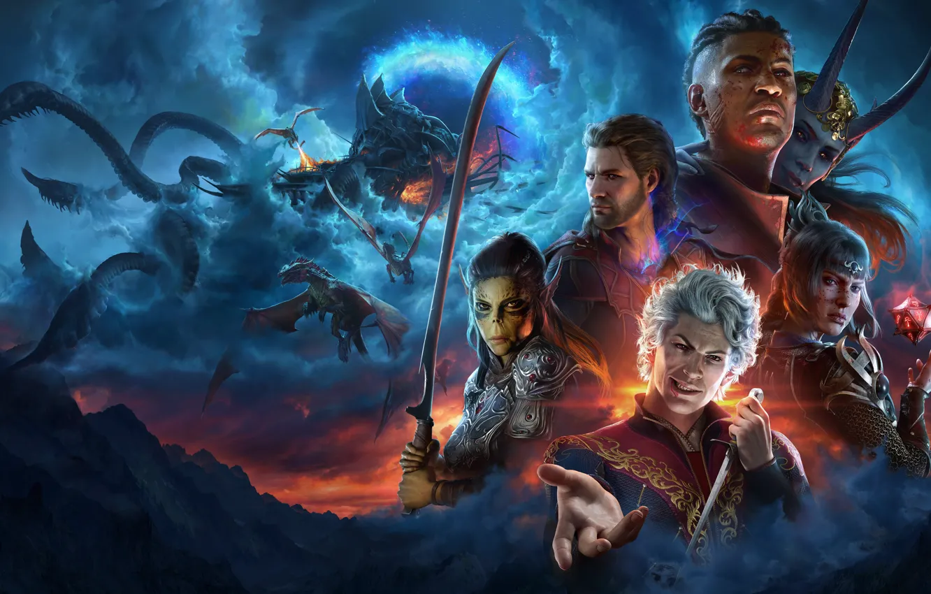 Photo wallpaper dragon, hero, rpg, the illithid, Larian Studios, Baldur’s Gate 3