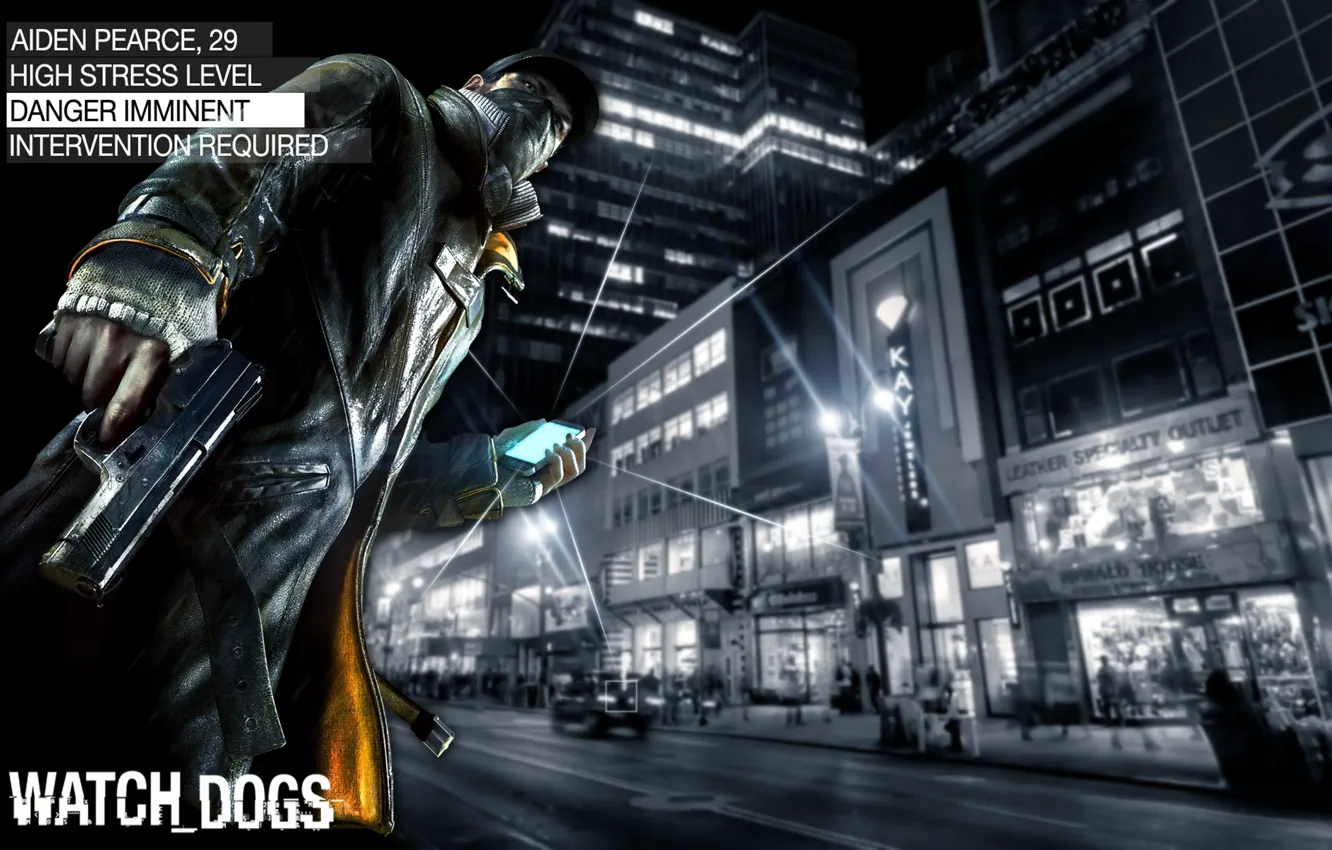 Photo wallpaper street, phone, guy, Watch Dogs