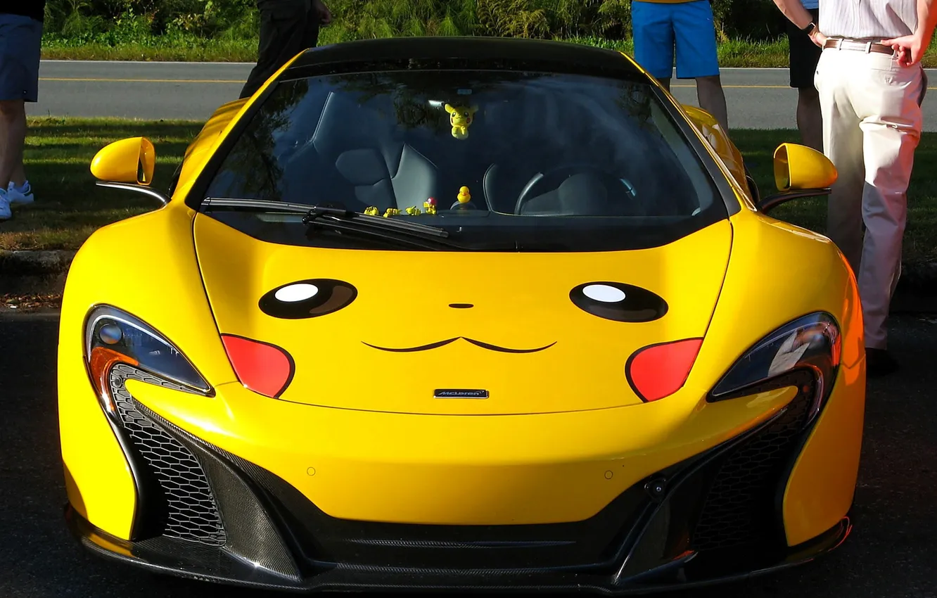 Photo wallpaper Pikachu, people, figure, yellow, pokemon, airbrushing