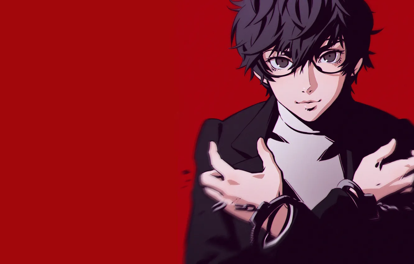 Photo wallpaper look, background, the game, anime, art, guy, brunette, Person 5