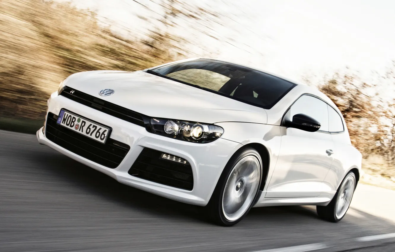 Photo wallpaper road, car, machine, white, movement, Volkswagen, white, car