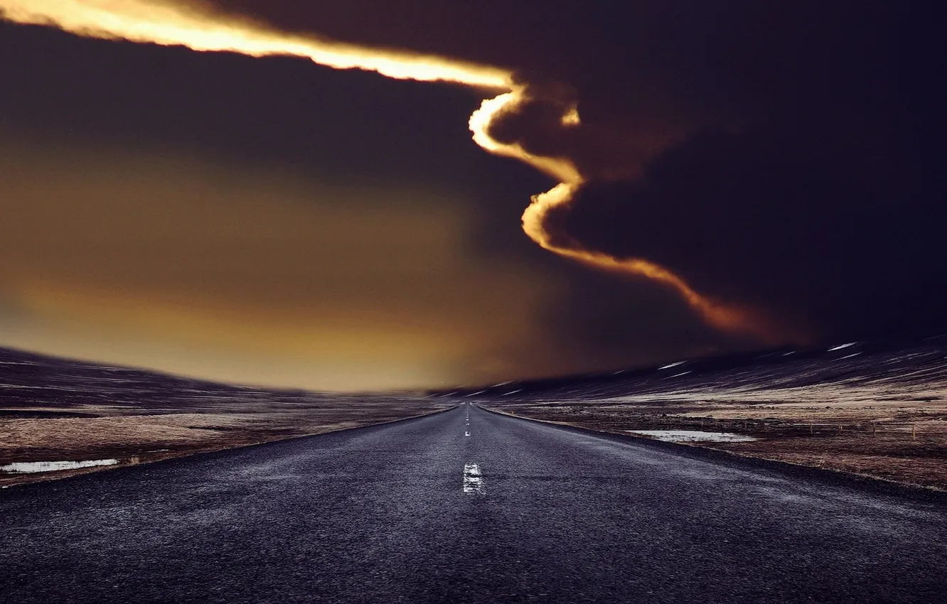 Photo wallpaper road, the sky, night