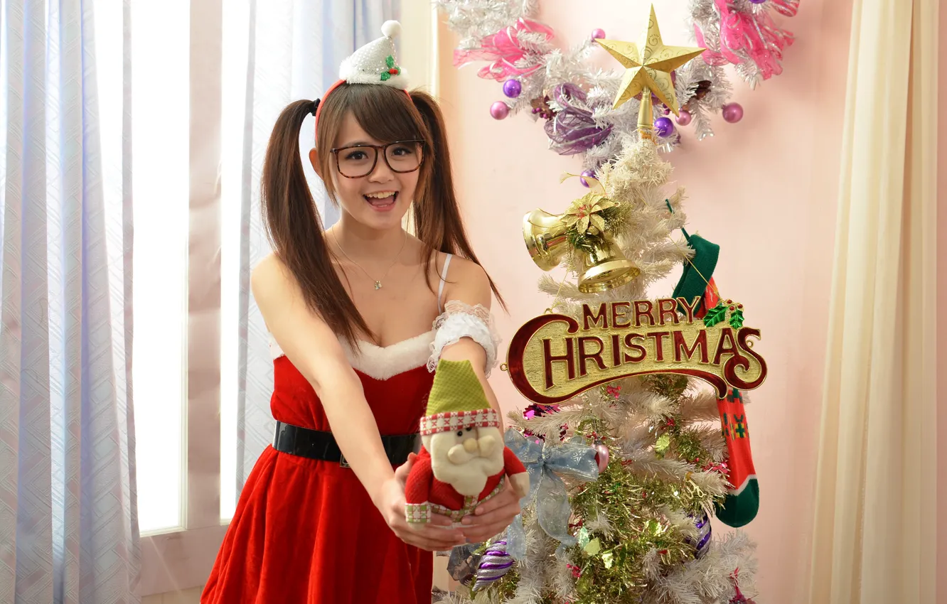 Photo wallpaper girl, background, holiday