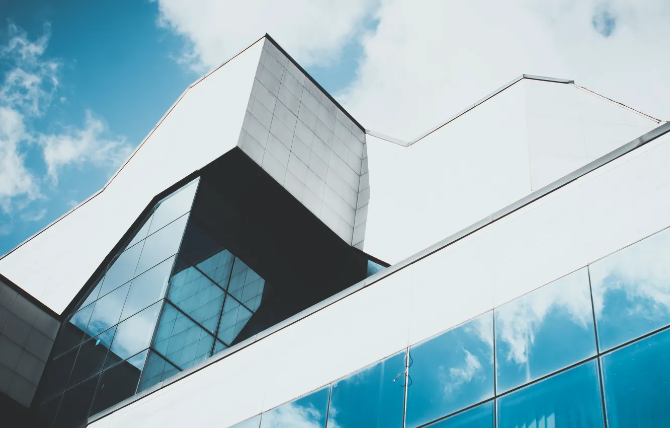 Photo wallpaper the sky, blue, the city, building, home, window, architecture