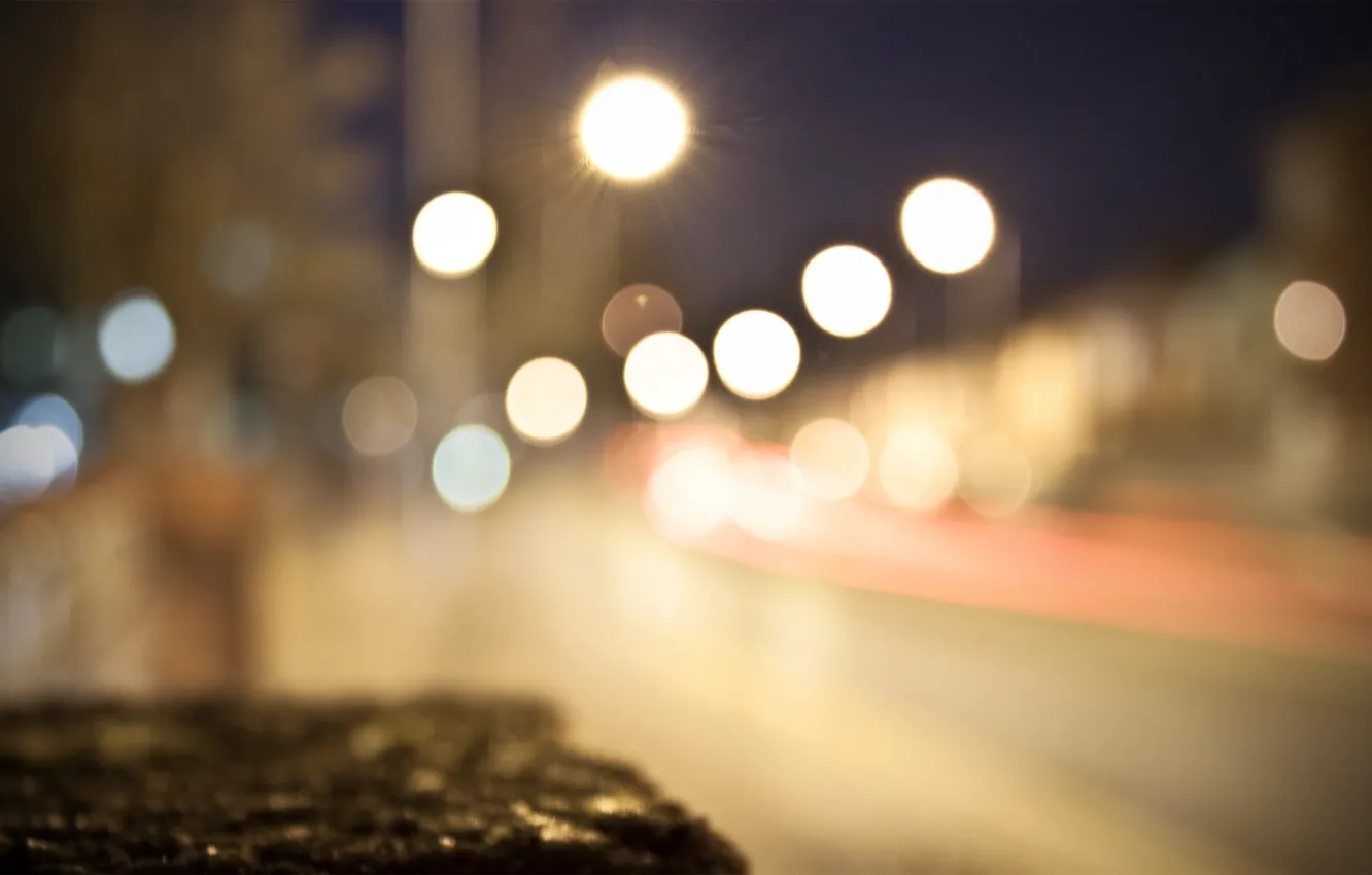 Photo wallpaper road, lights, blur