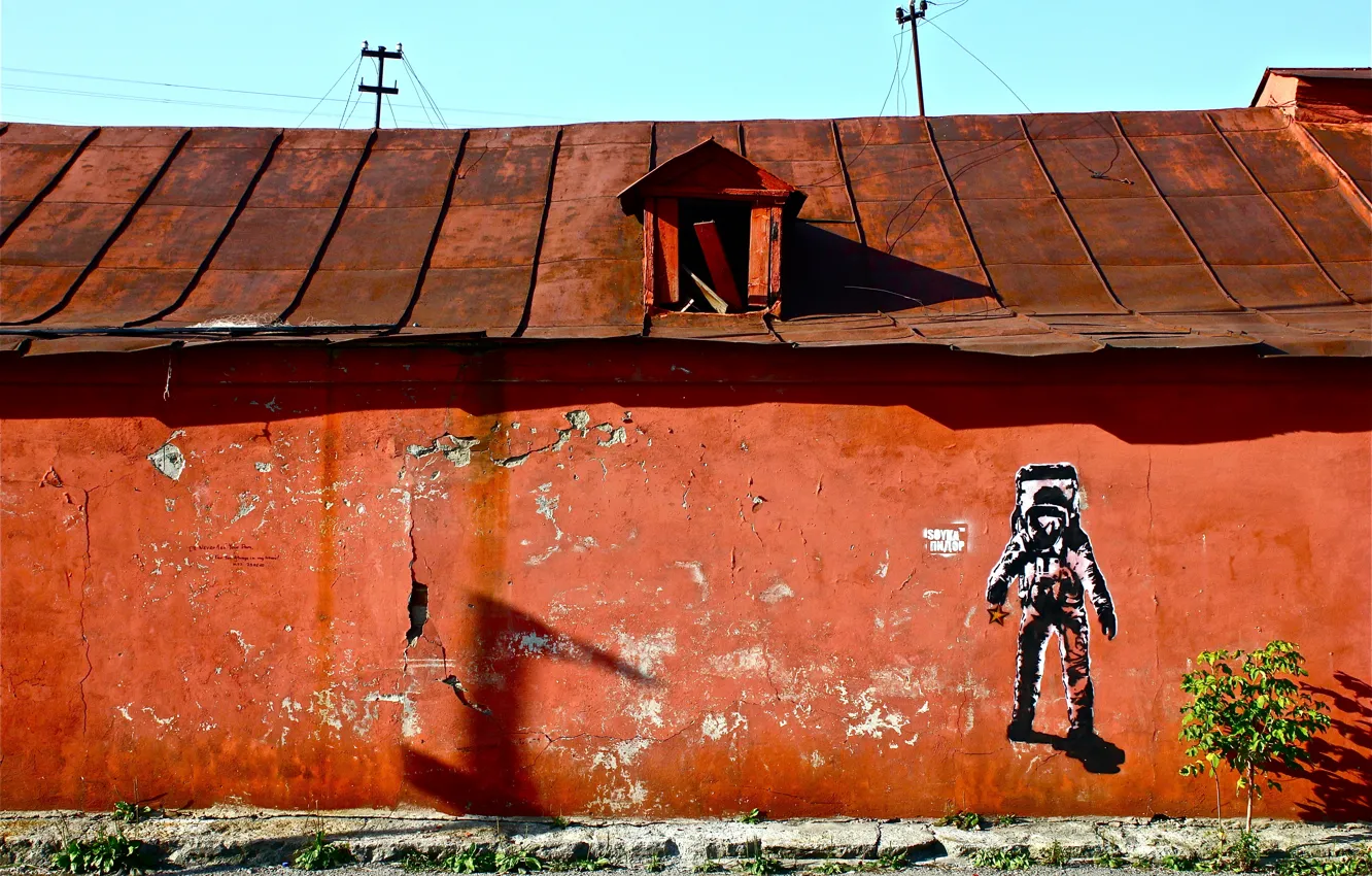 Photo wallpaper house, plant, astronaut, Ekaterinburg