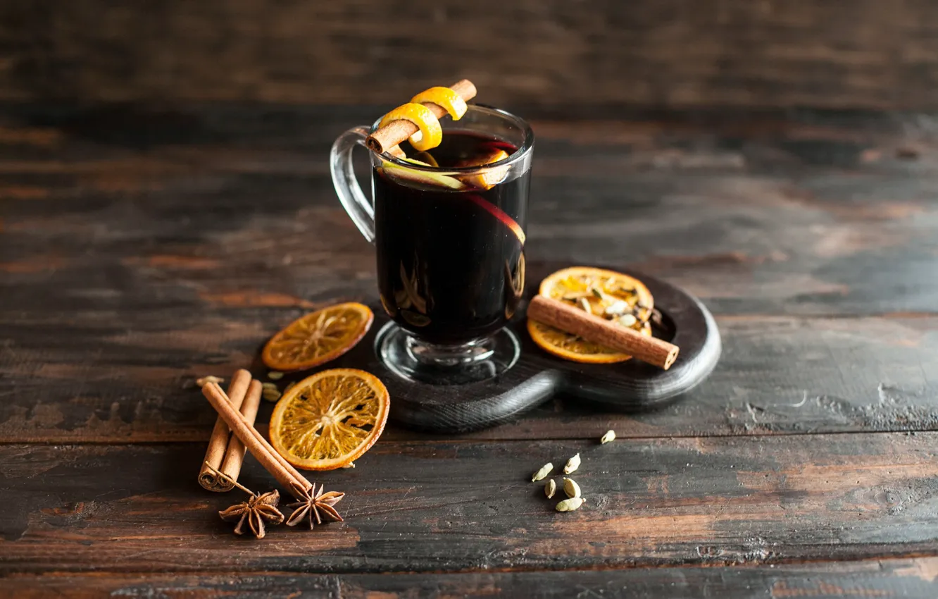 Photo wallpaper tea, orange, drink, cinnamon
