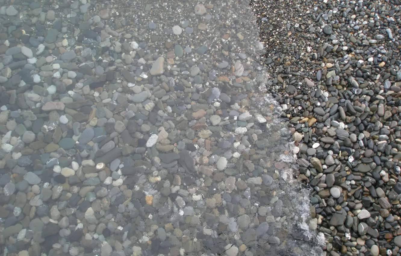 Photo wallpaper sea, wave, beach, stones