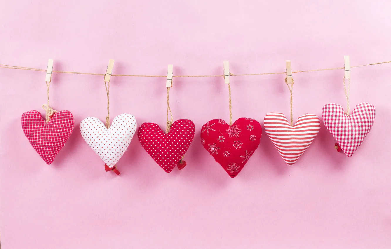 Photo wallpaper hearts, background, garland, soft