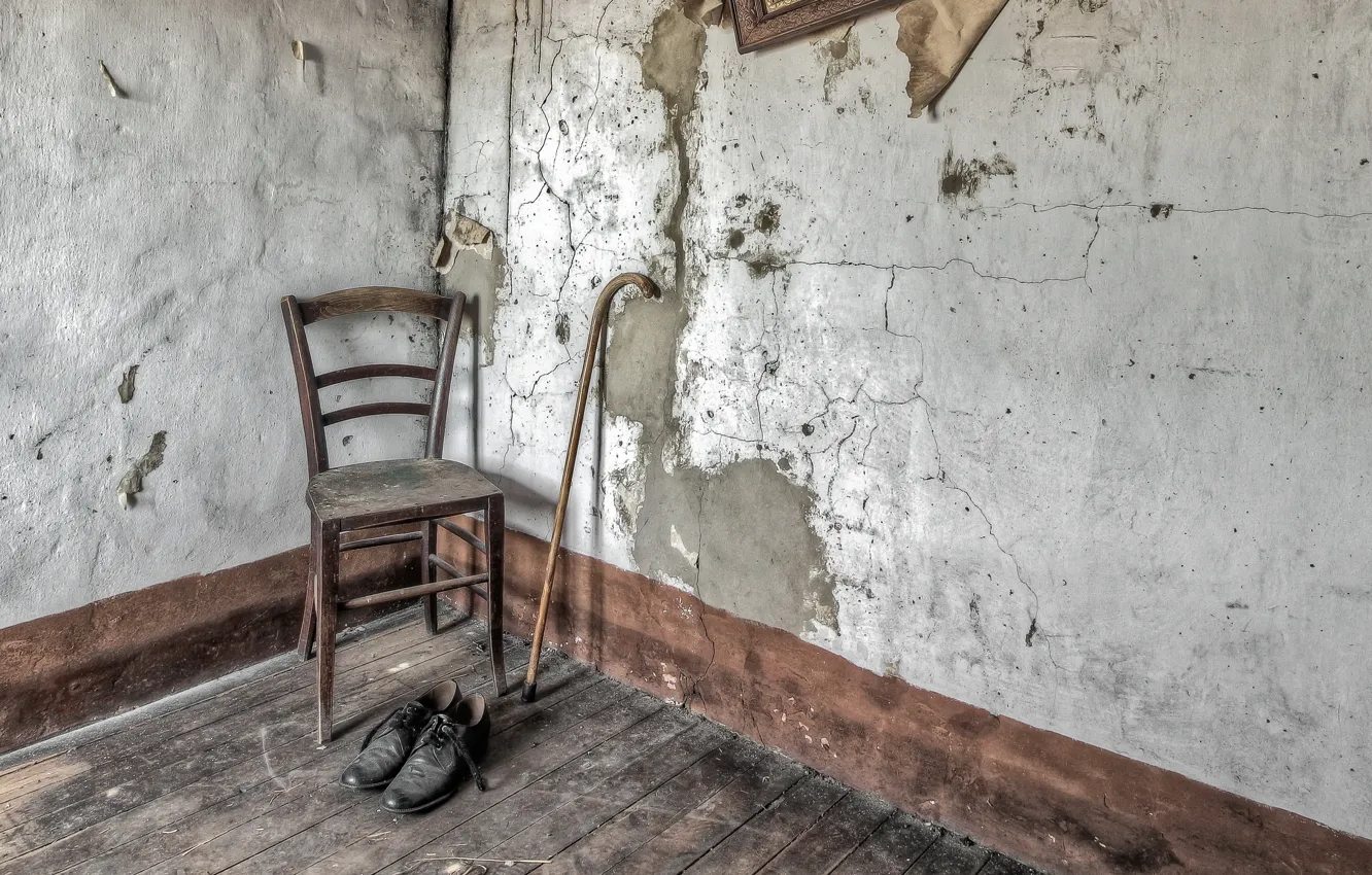 Photo wallpaper shoes, chair, cane
