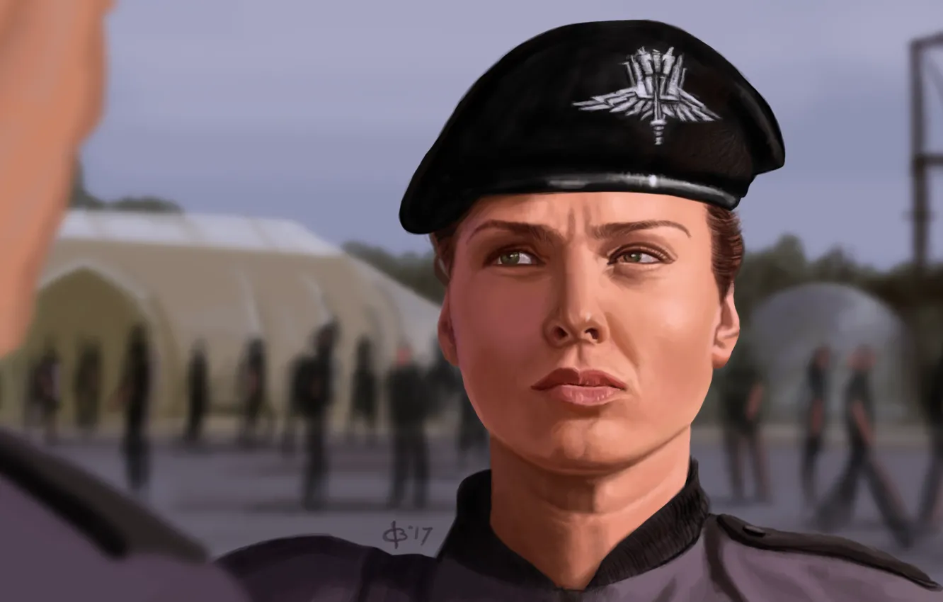 Photo wallpaper girl, art, soldiers, Starship Troopers, Starship troopers