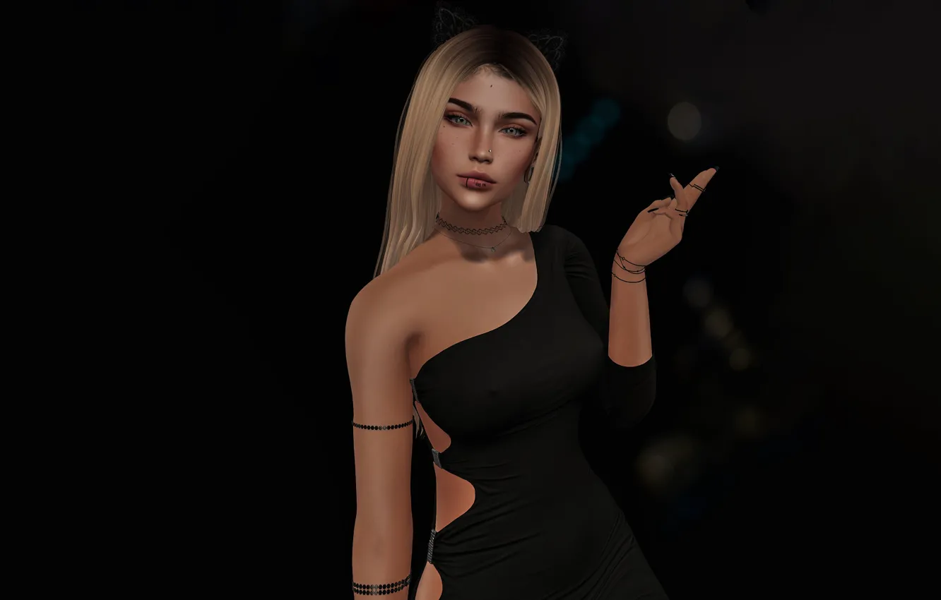 Photo wallpaper girl, sexy, long hair, dress, beautiful, pretty, blonde, rendering