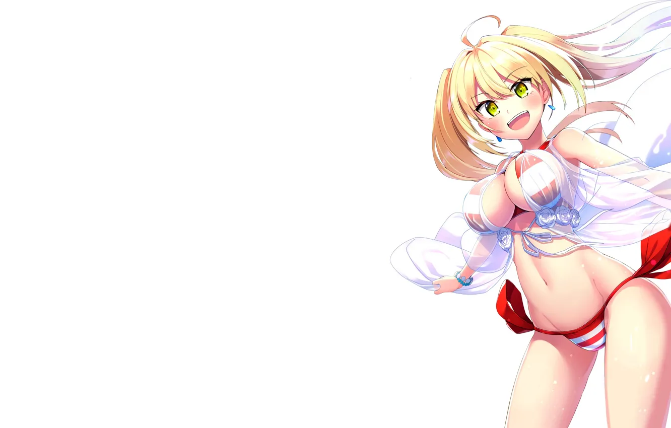 Photo wallpaper girl, sexy, cleavage, long hair, boobs, anime, beautiful, pretty