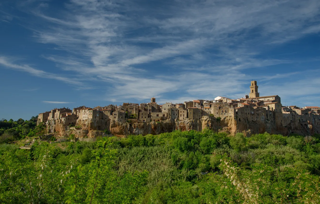 Photo wallpaper home, Italy, Tuscany, the bell tower, Pitigliano