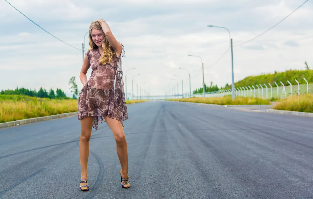 Photo wallpaper girl, legs, beautiful, blonde, cute, Slender