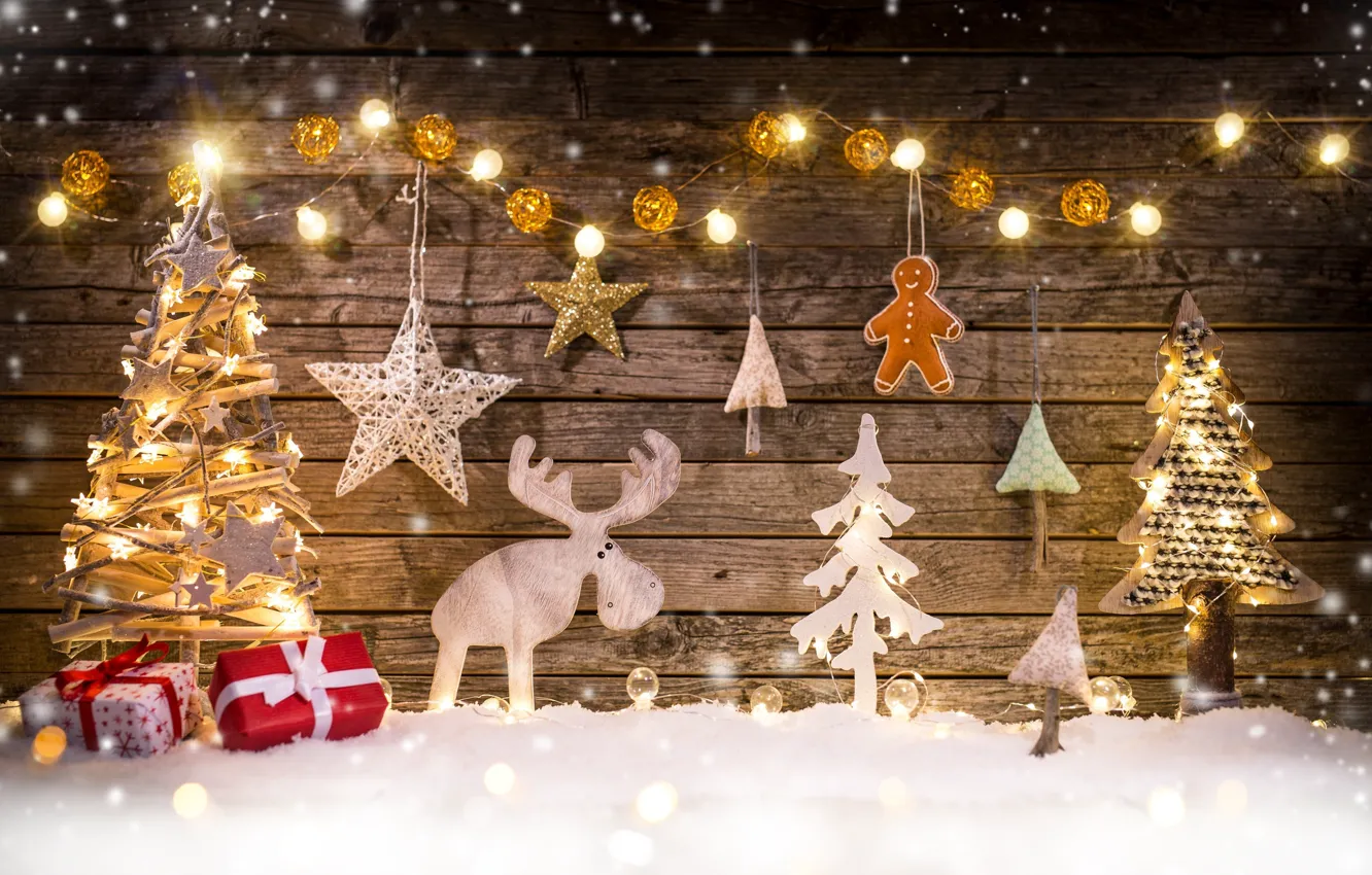 Photo wallpaper winter, snow, merry christmas, decoration, xmas
