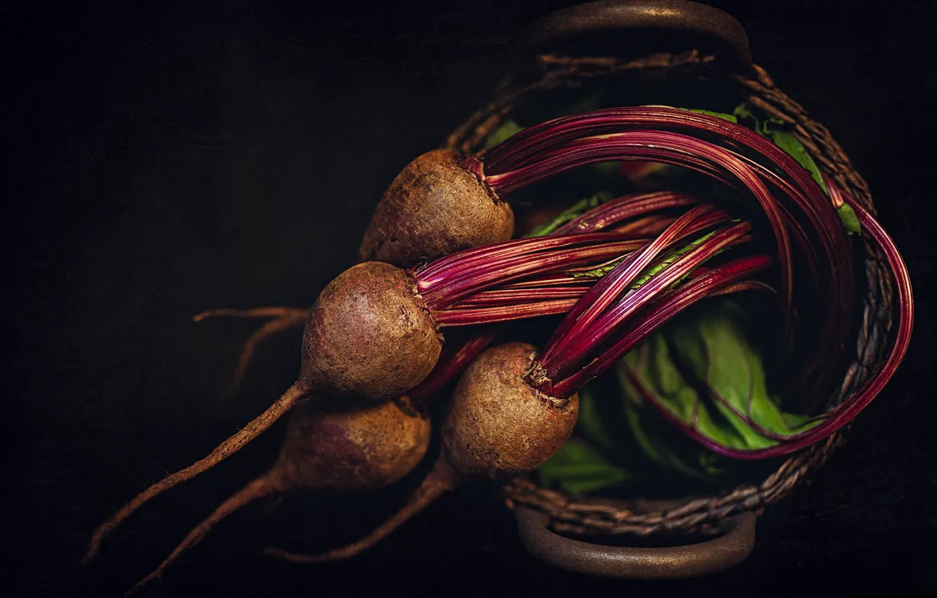 Photo wallpaper leaves, vegetables, beets
