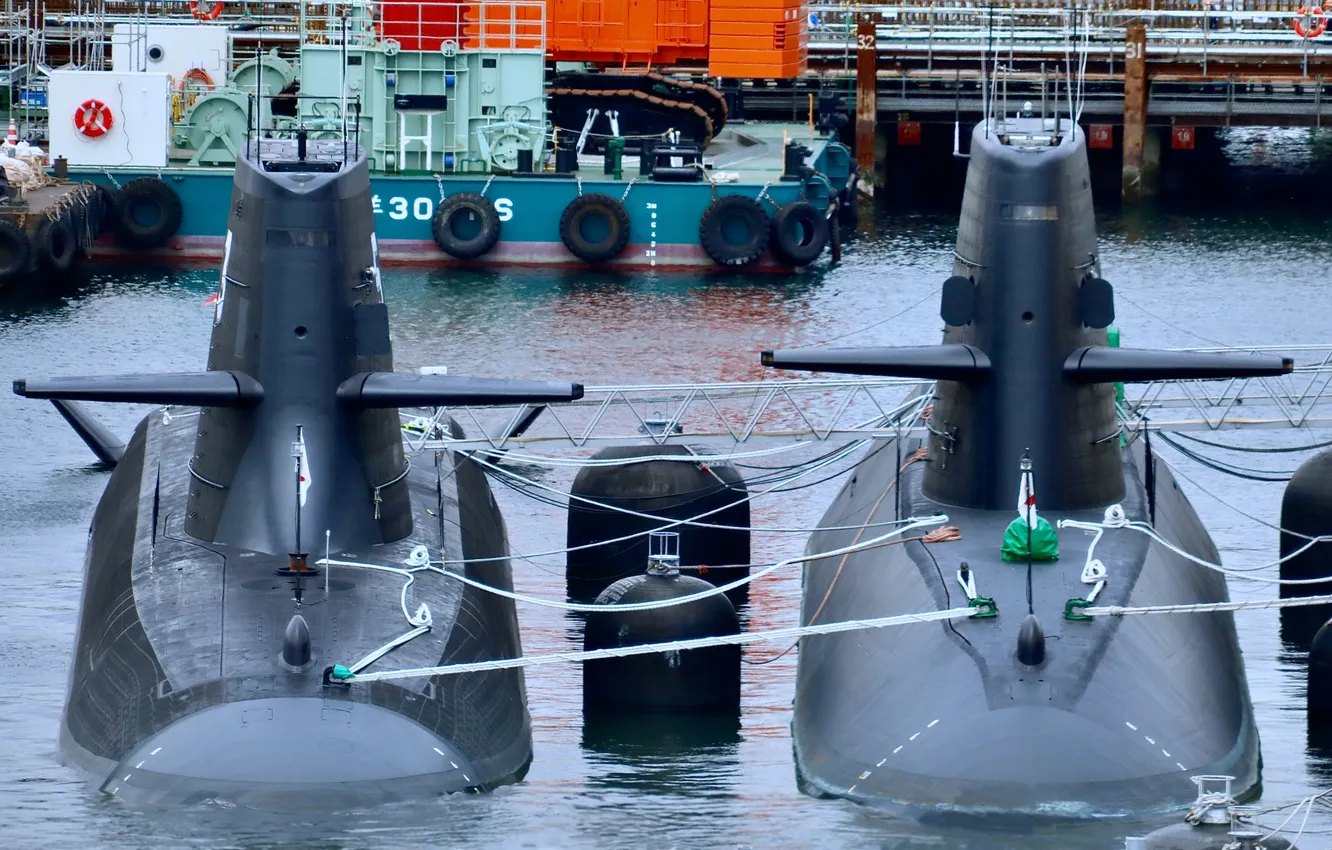 Photo wallpaper Japan, submarine, JS Taigei, JS Oyashio, SS-513, SS-590