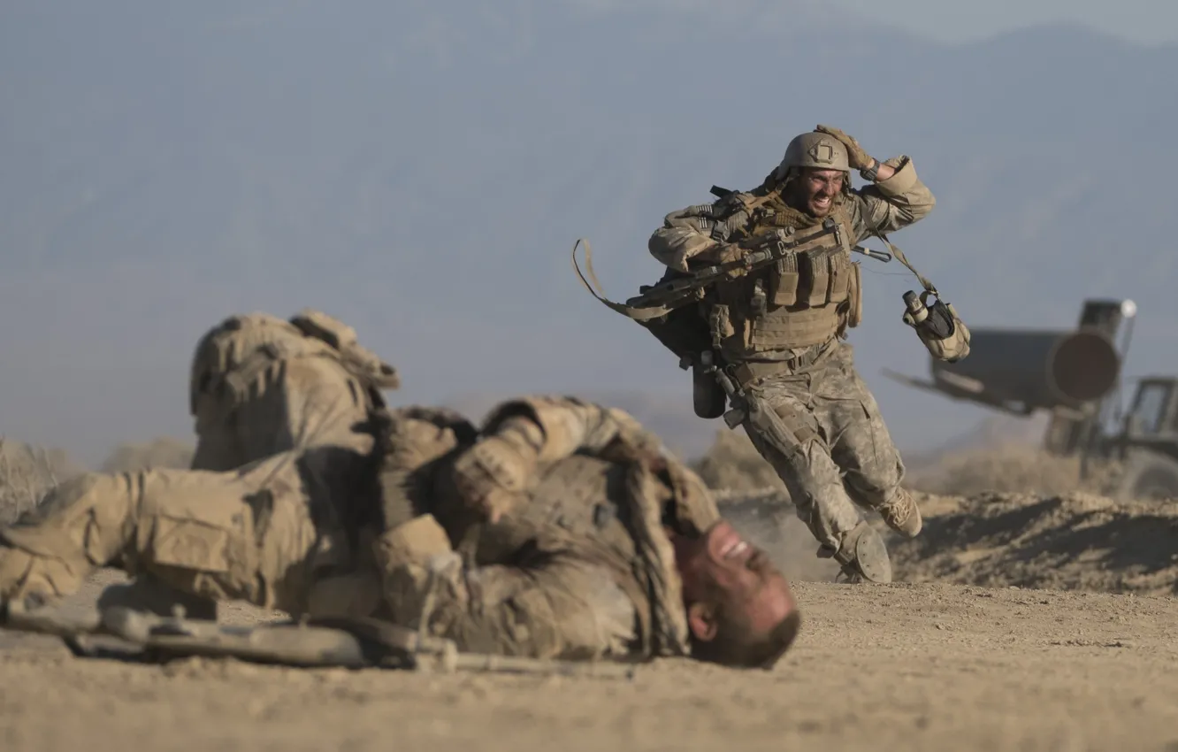 Photo wallpaper battlefield, gun, desert, weapon, war, sand, M4A1, uniform