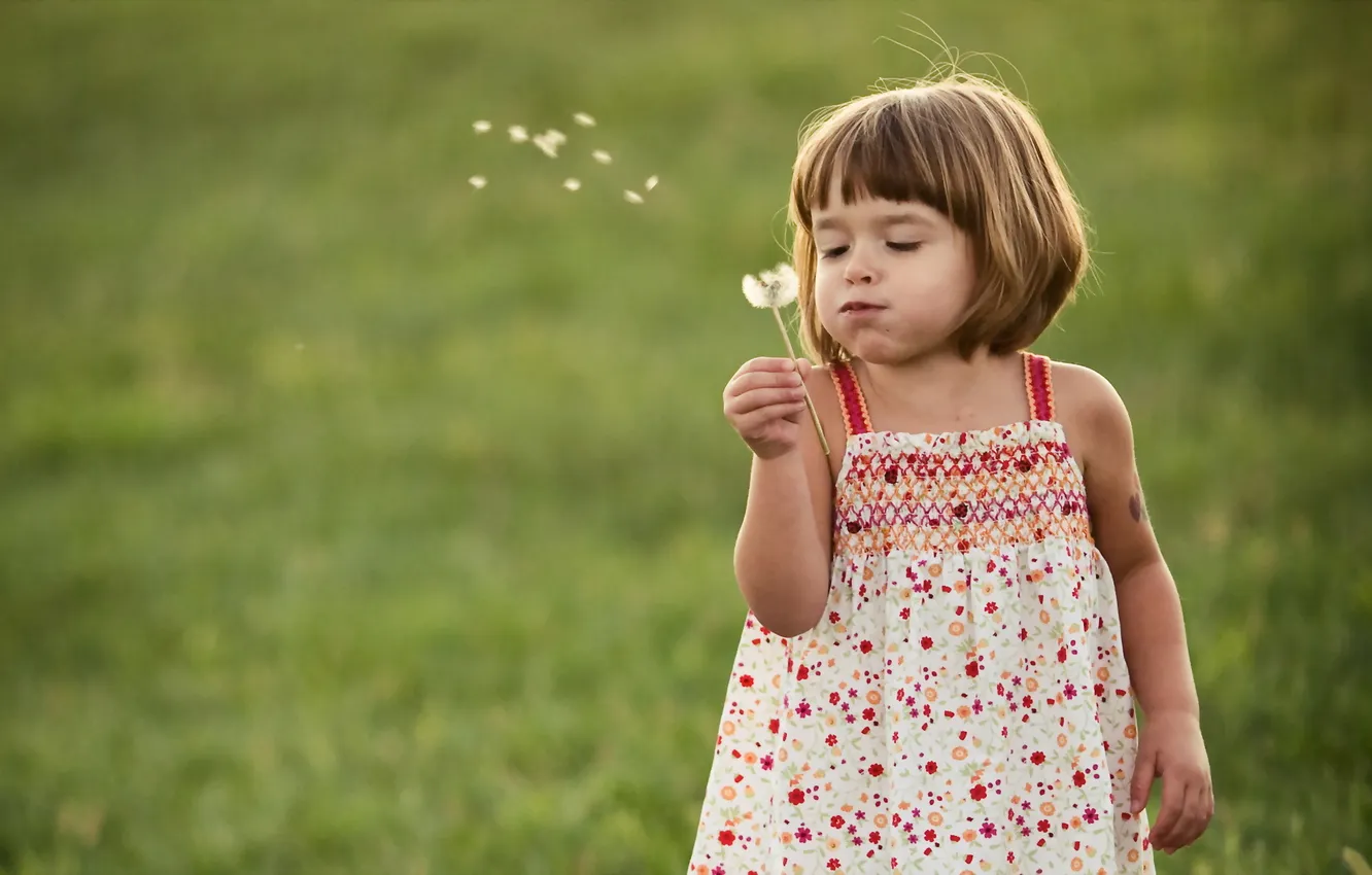 Photo wallpaper mood, dandelion, girl