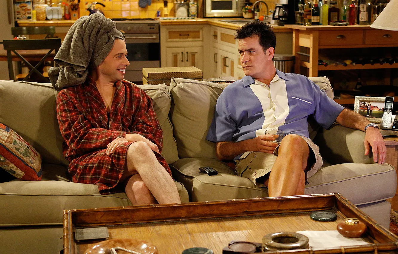 Photo wallpaper actor, the series, characters, Charlie Sheen, John Cryer, Charlie Harper, Alan Harper, Two and a …