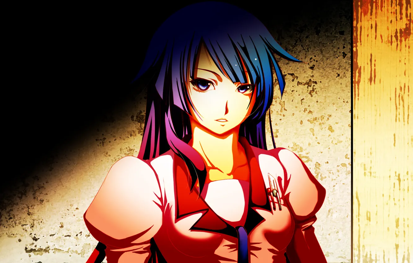 Photo wallpaper girl, the evening, school uniform, bakemonogatari