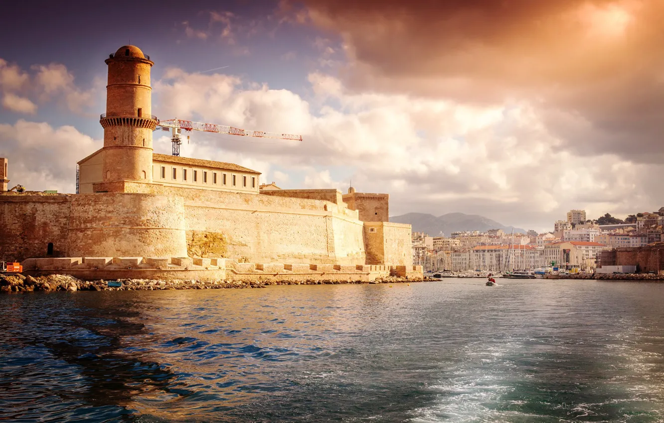 Photo wallpaper sea, France, home, Fort, fortress, harbour