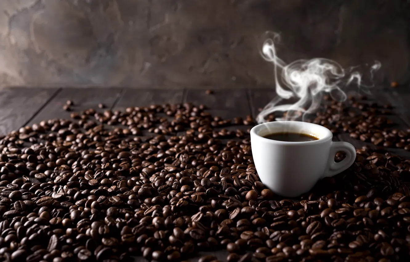 Photo wallpaper coffee, grain, pair, Cup