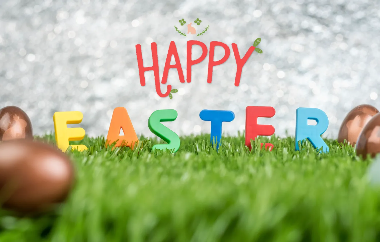 Photo wallpaper letters, holiday, eggs, Easter, weed