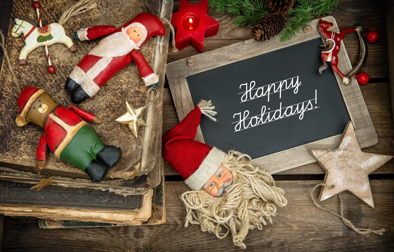 Photo wallpaper decoration, toy, tree, new year, Christmas, Christmas, vintage, wood