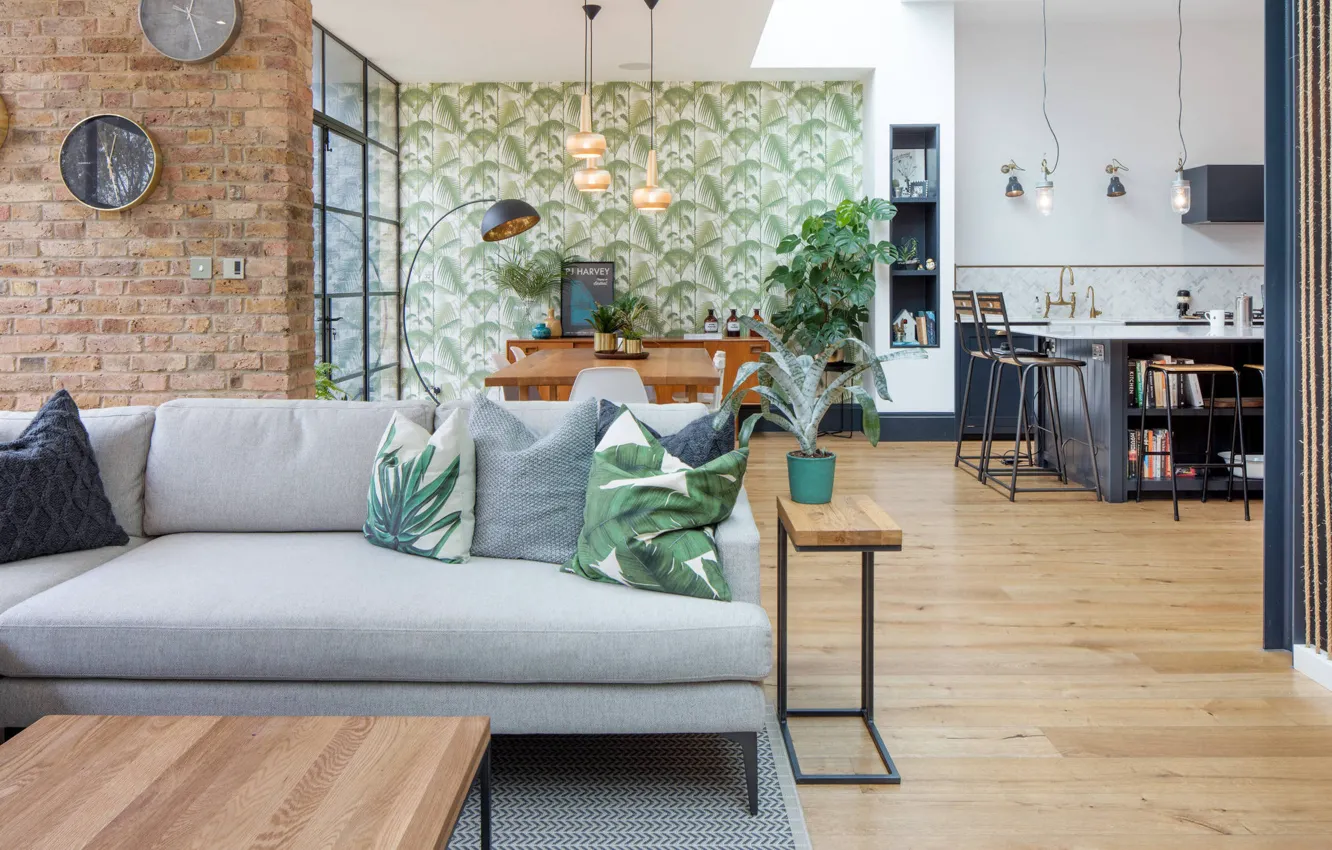 Photo wallpaper design, style, interior, kitchen, UK, living room, United Kingdom, dining room