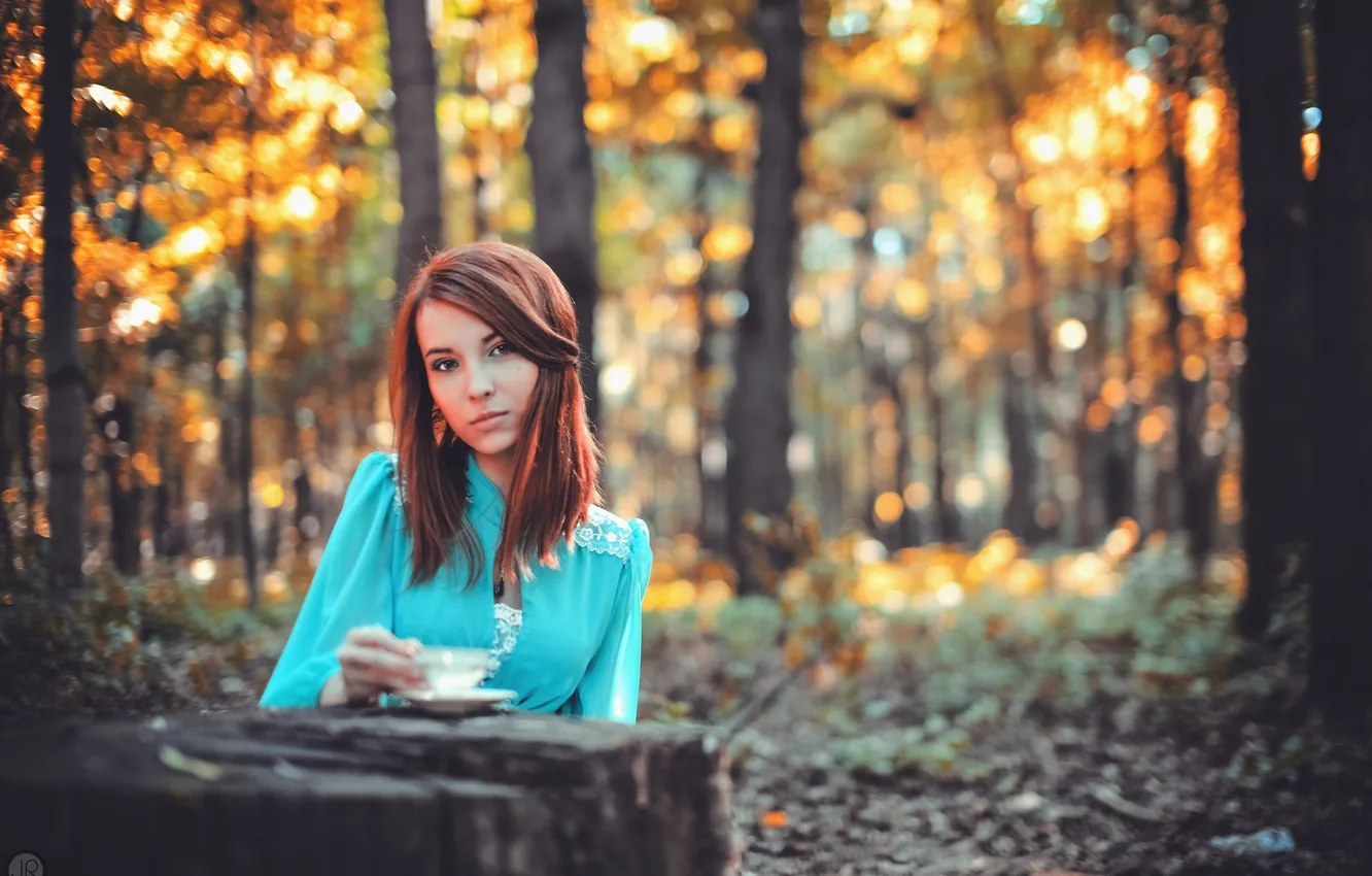 Photo wallpaper girl, Cup, girl, Julie Resh