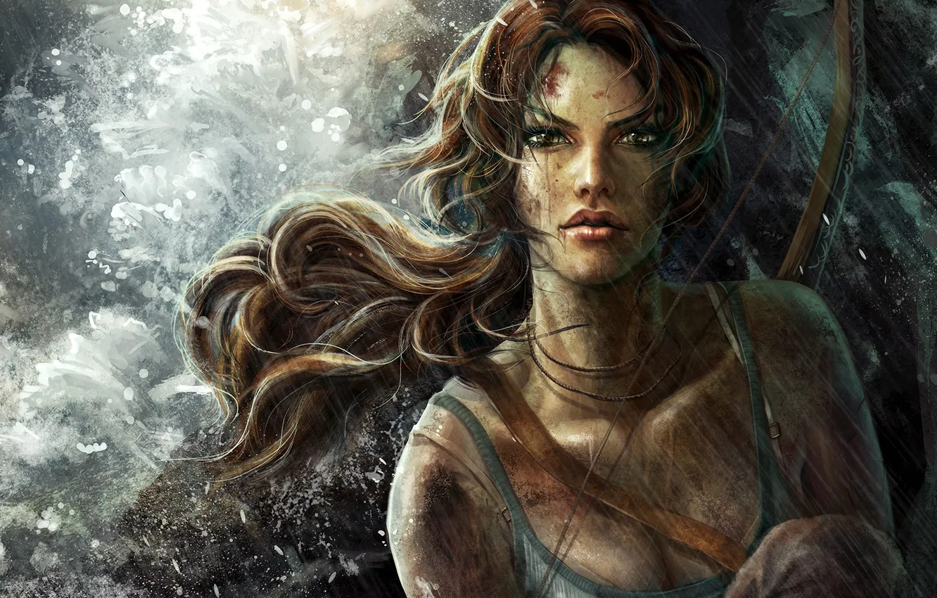 Photo wallpaper eyes, look, water, girl, squirt, face, weapons, blood