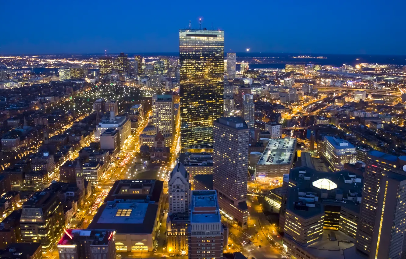 Photo wallpaper night, the city, lights, view, building, home, skyscrapers, panorama
