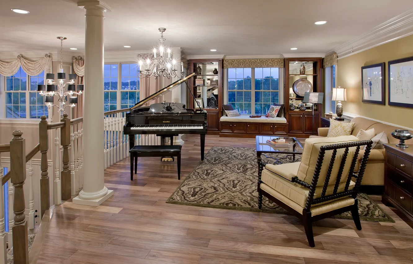 Photo wallpaper Villa, interior, piano, living room, Bryn Athyn