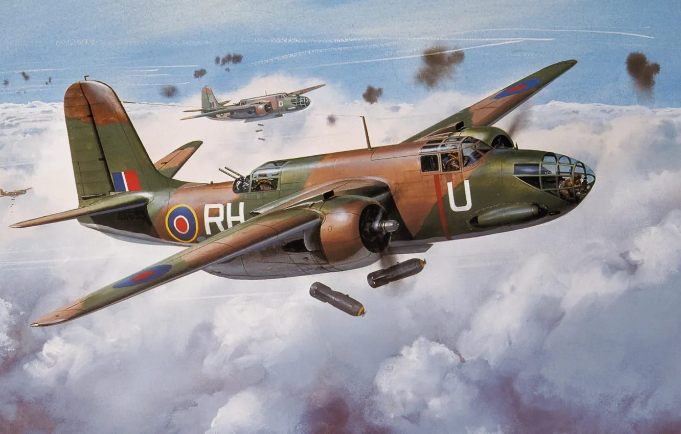Photo wallpaper figure, attack, bombs, Douglas A-20 Havoc, light bomber, DB-7 Boston