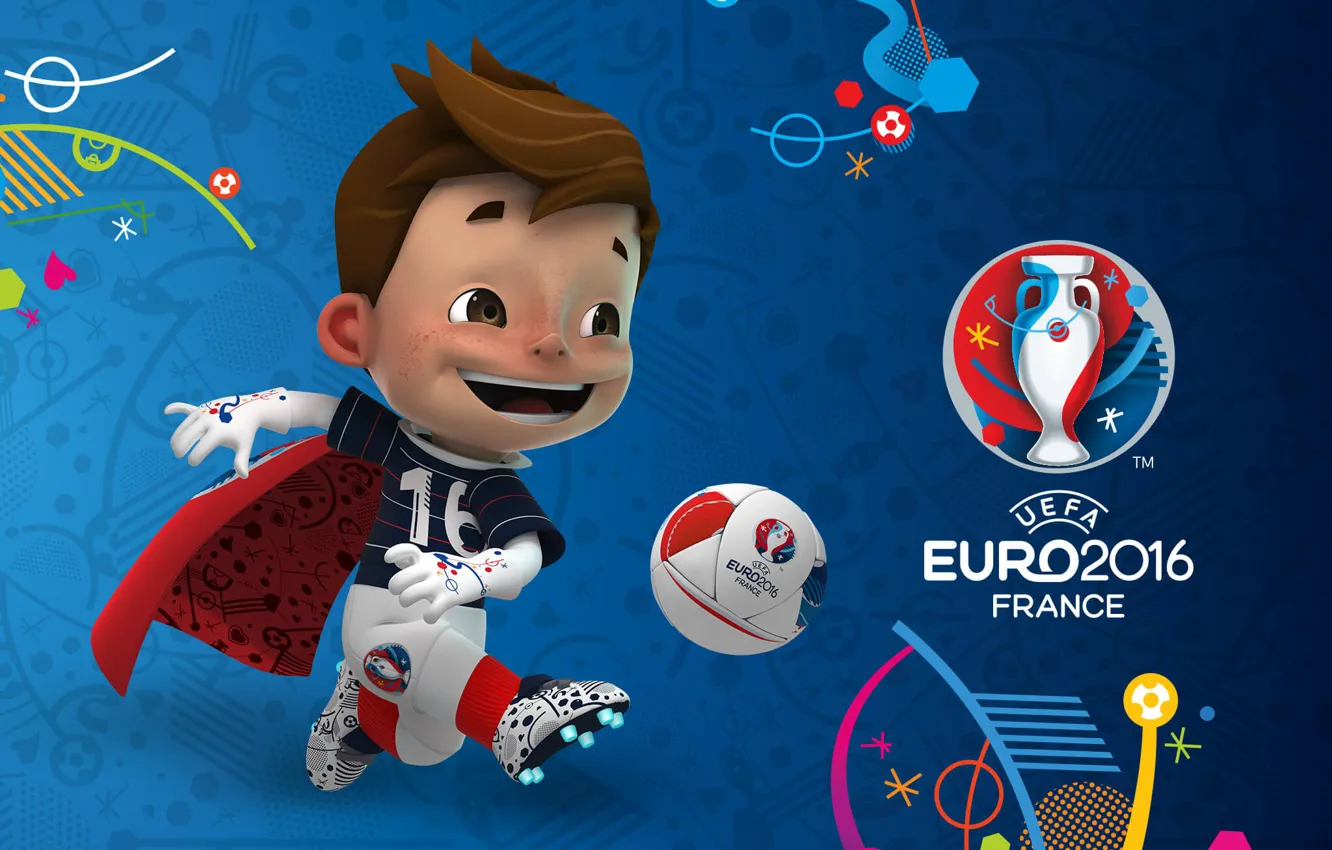 Photo wallpaper the ball, logo, talisman, UEFA, euro 2016, Euro 2016, Super Victor